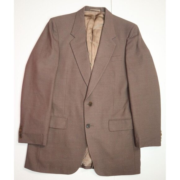 VINTAGE MEN'S BROWN TWO-BUTTON BLAZER JACKET - VITTORIO REX - SIZE 40R - Picture 1 of 4